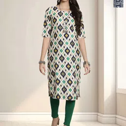 HERE&NOW Selection Of 2 Geometric Printed Round Neck Straight Kurta-image-90