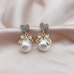 PolluxCraft Gold-Plated Heart Shaped Pearls Korean Drop Earrings-20