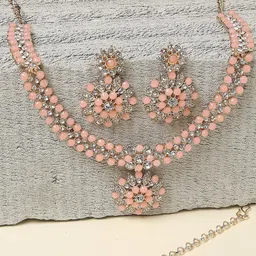 Anouk Rose Gold-Plated Stone-Studded Jewellery Set-19