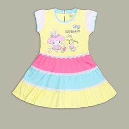 Girls Printed Puff Sleeve A-Line Frock Dress-image-95