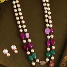 MANSIYAORANGE Gold Plated Layered & Beaded Jewellery Set-image-42
