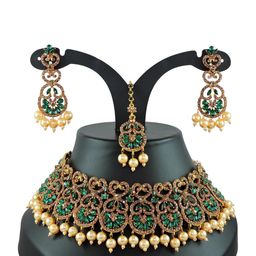 VATSALYA creation Women Green Gold-Plated Jewellery Set-14