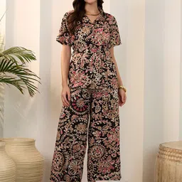 IMANA Printed Pure Cotton Shirt Collar Neck Shirt With Trousers Co-Ords-image-21