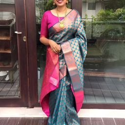 BerMondsey Woven Design Zari Silk Blend Banarasi Saree-picture-31