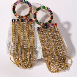 KPOP Gold Plated Rhinestone Contemporary Drop Earrings-image-12