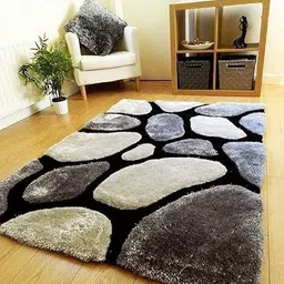 Banchmark Home Furnishings Grey Geometric Handmade Polyester Carpet-picture-40