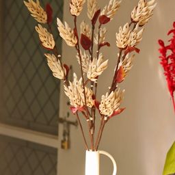 WEAVING HOMES Beige & Red Sola Corn Artificial Flower Bunch-19