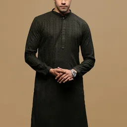 Sanwara Geometric Embroidered Chikankari Mandarin Collar Cotton Straight Kurta-image-31
