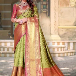jayant creation Green Silk Blend Barasi Sarees-picture-5