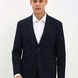 Allen Solly Slim-Fit Checked Single-Breasted Formal Blazer-picture-46