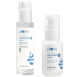 Plum Niacinamide & Rice Water Skin Care Combo - Face Serum 30ml & Toner 150ml-picture-9