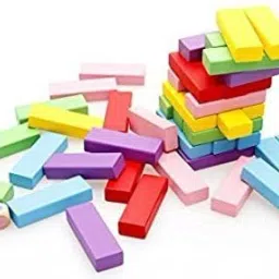 wudcraft Wooden Multi color Blocks set - Wooden building block/brick, Tower building game for kids and Adults - Non-Toxic (Eco-Friendly) Toy of 54 Jenga Blocks image 3