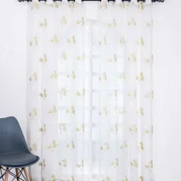 parda online Green Polyster Floral 7ft Sheer Eyelet Window/Door (2 Pc)-picture-40