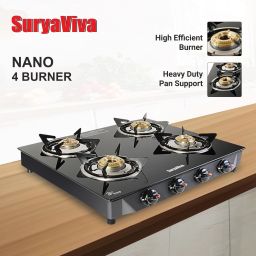 Nano 4B BK Toughened Glass 4 Cast Iron (Manual Ignition,Black) Glass Manual Gas Stove-22