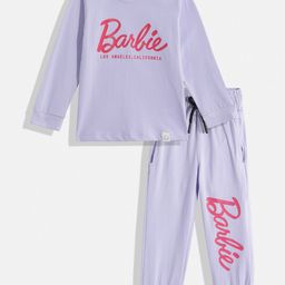 Happy Faces Girls Pure Cotton Barbie Printed T-shirt with Joggers-image-28