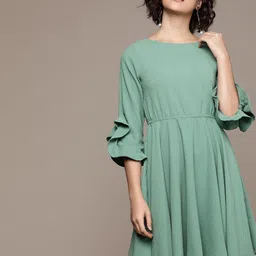 Label Ritu Kumar Green Crepe Short Dress-image-24