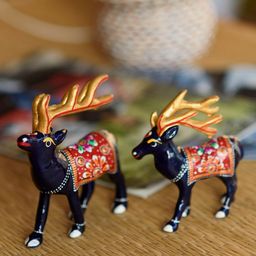 eCraftIndia Set of 2 Black & Red Metal Reindeer-Shaped Showpieces-12