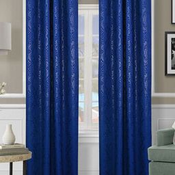 Aura Blue Set of 2 Floral Long Door Curtain-19