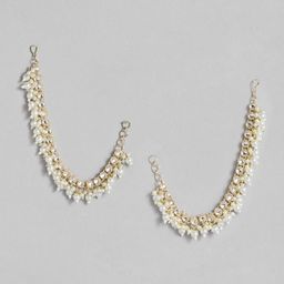 Peora Gold-Plated Kundan Contemporary Ear Cuff Earrings-14