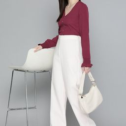 Chemistry Puff Sleeve Crepe Shirt Style Top-picture-30