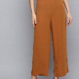 RARE Women Brown Parallel Trousers-image-33