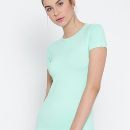 Amante Women Blue Solid Round Neck T-shirt-picture-25
