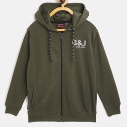 Gini and Jony Boys Olive Green Hooded Sweatshirt-image-19