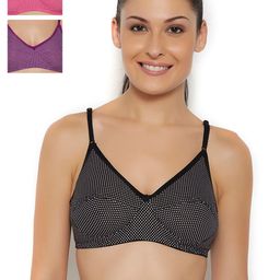 Floret Pack of 3 Polka Dot Print Bras-28