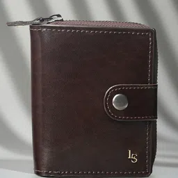 LOUIS STITCH Men Brown Spanish Leather Bifold Wallet with RFID Protected and Zip Pocket-42