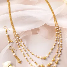 Rubans 18KT Gold-Plated Multilayer Pearls Beaded Jewellery Set-27
