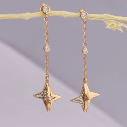 Carlton London Rose Gold Star Shaped Drop Earrings-50