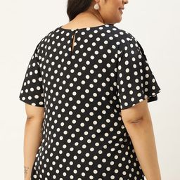 Sztori Plus Size Black & White Polka Dot Print Regular Top image 4