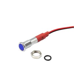 10-24V LED Indicator Light 6mm LED Metal Indicator With 15cm Cable For Industrial/Automotive Use - Blue- RS6756 10-24V LED Indicator Light 6mm LED Metal Indicator With 15cm Cable For Industrial/Automotive Use - Blue- RS6756-5