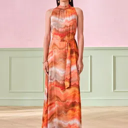 AND Printed Fit and Flare Maxi Dress-52