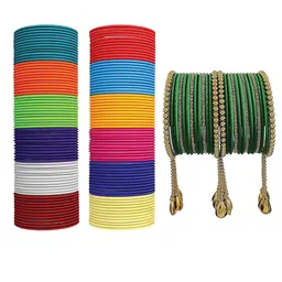 NMII Set Of 170 Latkan Metal Bangles-picture-2