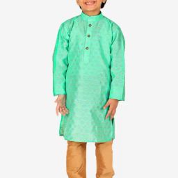 Pro-Ethic Style Developer Kids Mint Green & Beige Printed Full Sleeves Kurta with Pyjamas-image-51