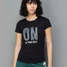 KAPPA Black Printed Sports T-Shirt-image-89