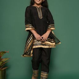 VASTRAMAY Girls Yoke Design Regular Gotta Patti Kurta with Trousers & With Dupatta-picture-35