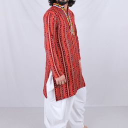 AGLARE Men Ethnic Motifs Printed Regular Mirror Work Kurta with Dhoti Pants image 3