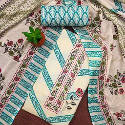 Rangtulika Ethnics Floral Printed Heavy Cotton Unstitched Dress Material-image-7