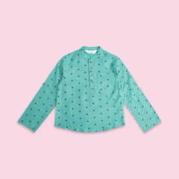 Indus Route by Pantaloons Kids Teal Blue Printed Full Sleeves Kurta-image-50