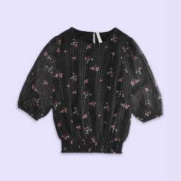 Pantaloons Junior Black Cotton Floral Print Full Sleeves Top-image-38
