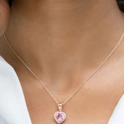 Shaya 92.5 Sterling Silver Rosy Haze Heart Pendant Necklace for Women-image-46
