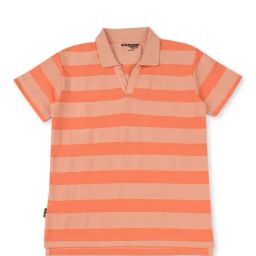 Gini & Jony Kids Coral Striped Polo T-Shirt-image-25