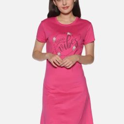TWIN BIRDS Pink Printed Sleep Tee-image-46