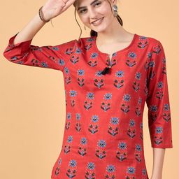 NEESH Women Floral Printed Round Neck Cotton Top-image-15