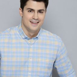 Mast & Harbour Men Blue Standard Opaque Checked Casual Shirt-image-54