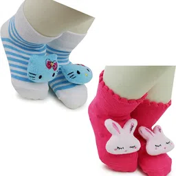 NESKA MODA Kids-Unisex Set Of 2 Ankle Length Cotton Socks-82