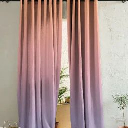 SPACES DRAPE STORY Elegent Self Pink & Lillac Polyester 9 ft Long Door Curtains - Set of 2-30