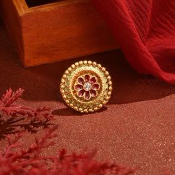 Zaveri Pearls Pastel Green & Pink Meenakari Ethnic Adjustable Finger Ring-ZPFK16476-7